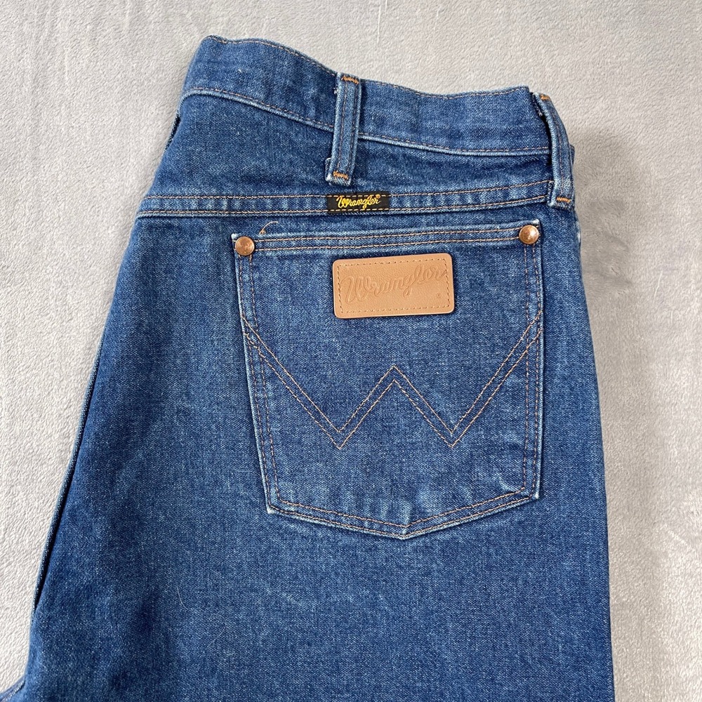 Wrangler Mens Jeans 38x34 Cowboy Cut 13MWZPW Indigo Blue Straight Leg - Picture 5 of 7